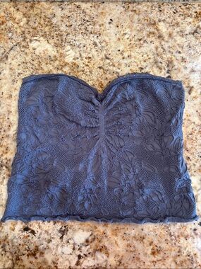 Full Tilt Navy Strapless Lace Crop Bustier